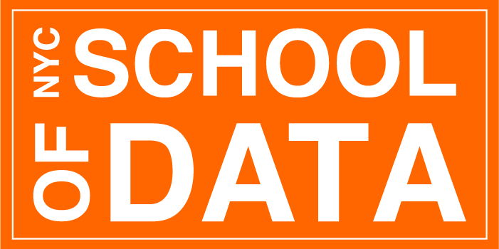 Graphic with bright orange background and white text that reads School of Data.