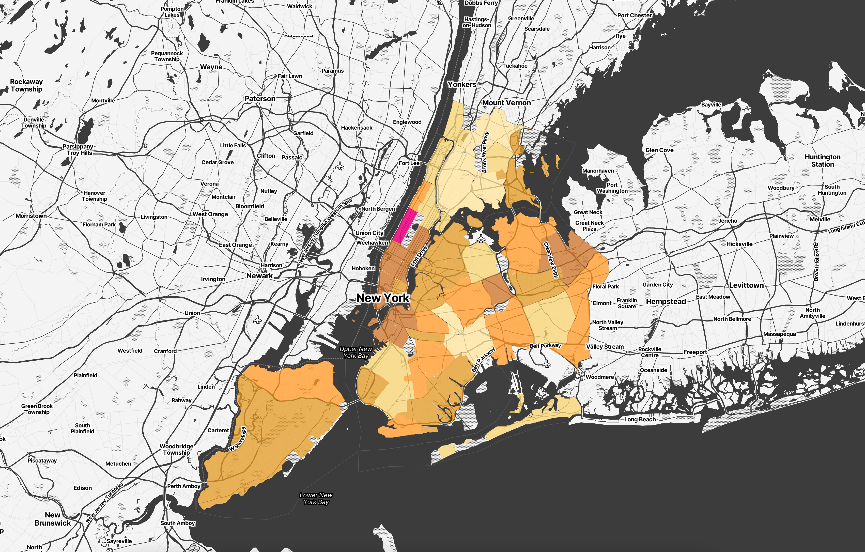 An image of a choropleth map of NYC.