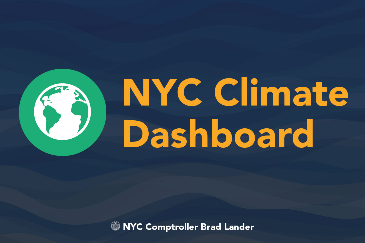 A dark background graphic with the logo of NYC Climate Dashboard